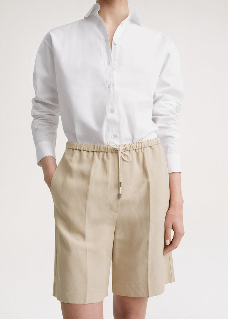 Press-Creased drawstring shorts overcast beige 5