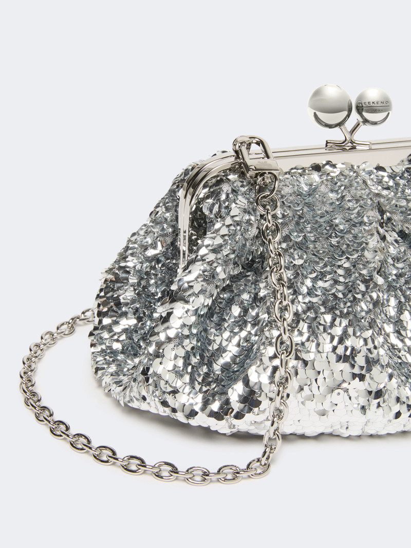 Sequin-adorned small satin Pasticcino Bag - SILVER 3