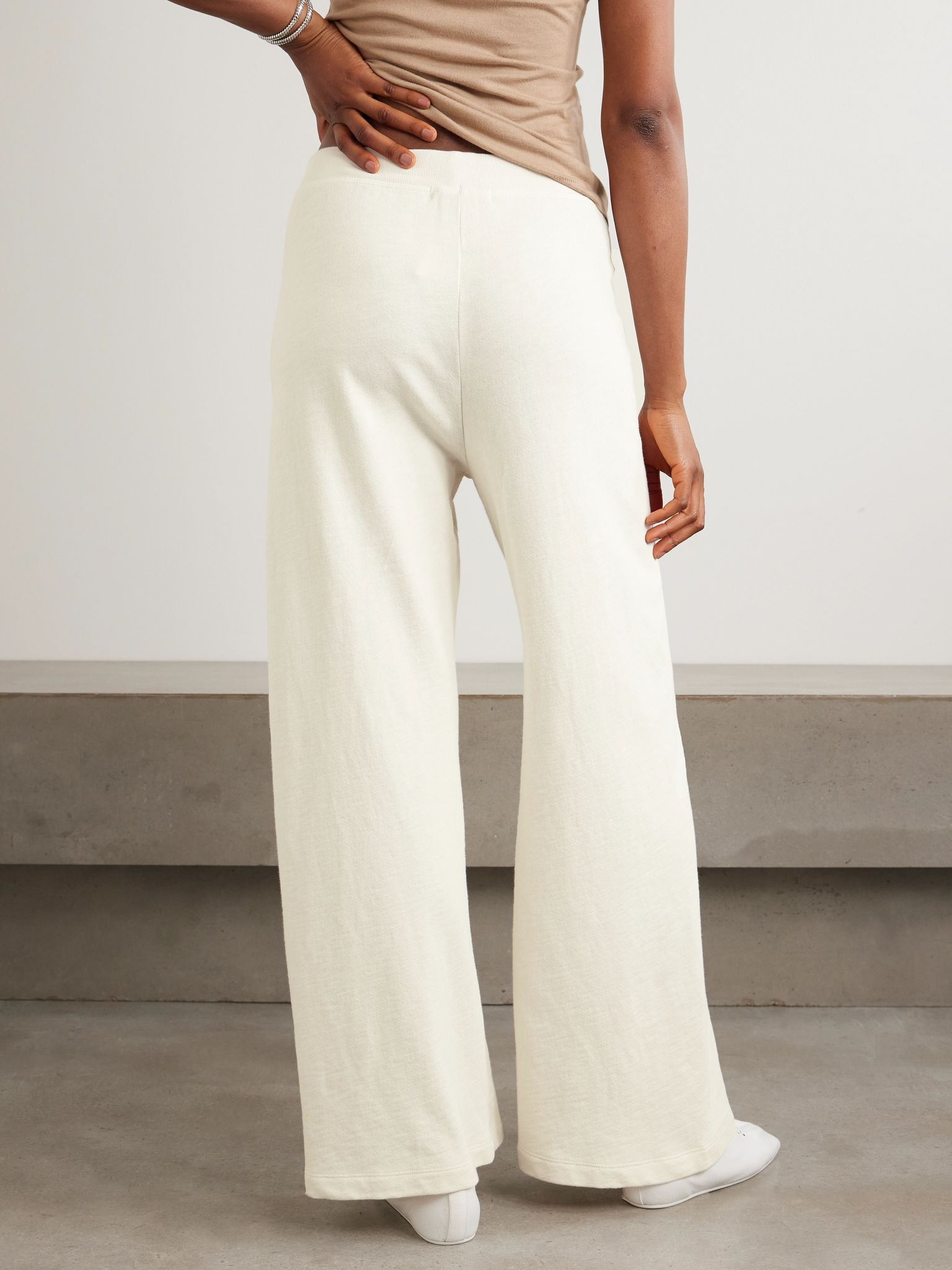 Wide-leg cotton-jersey sweatpants Off-white - 3