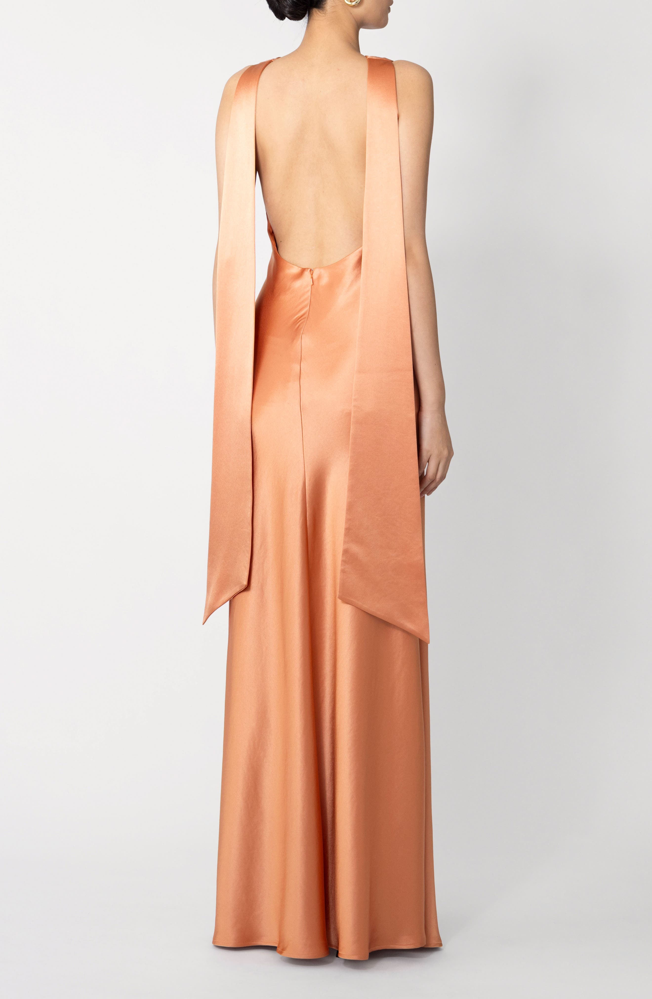 SAU LEE Priscilla Satin Gown in Terracotta at Nordstrom - 2