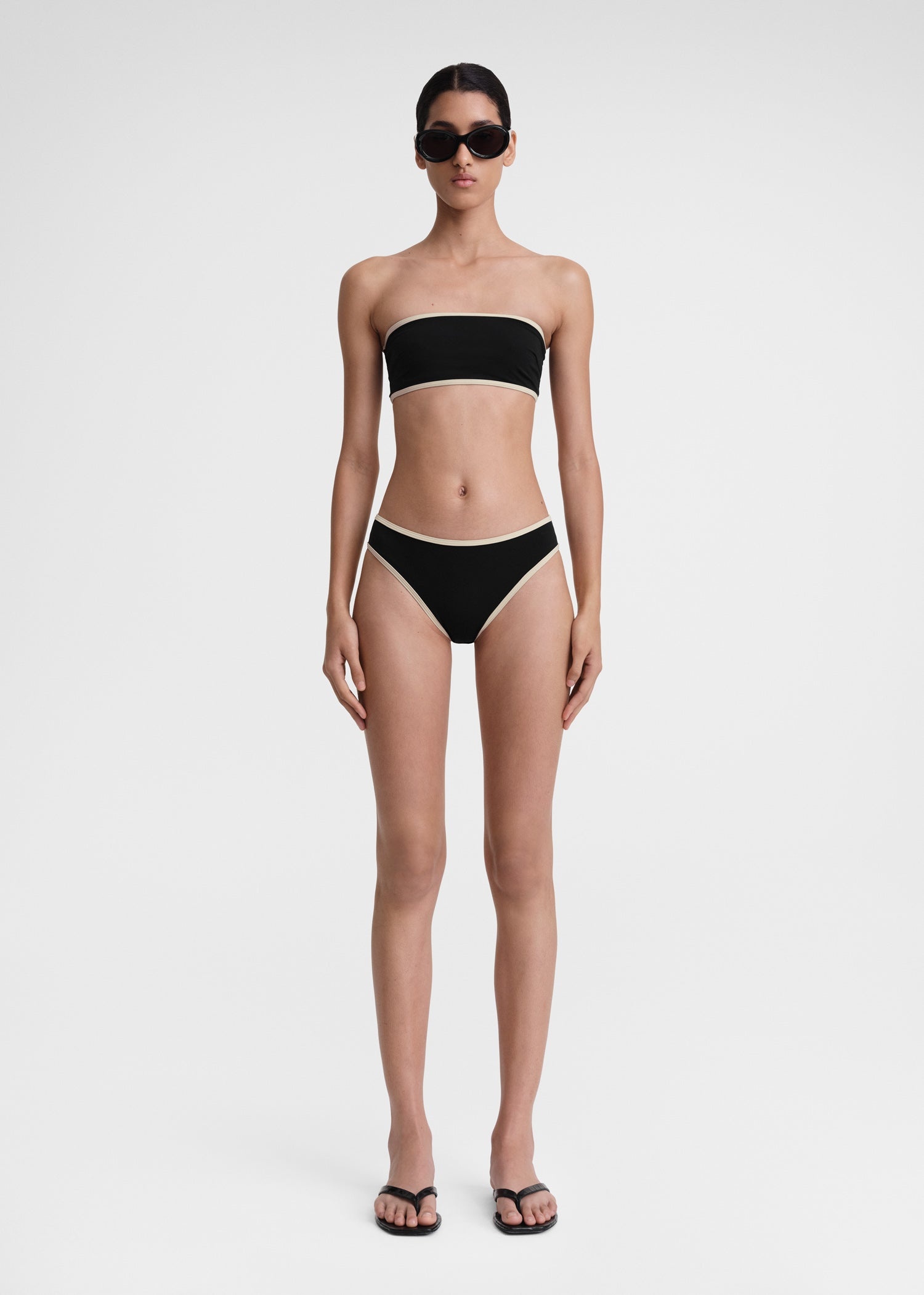 Stripe edge bikini bottoms black - 2