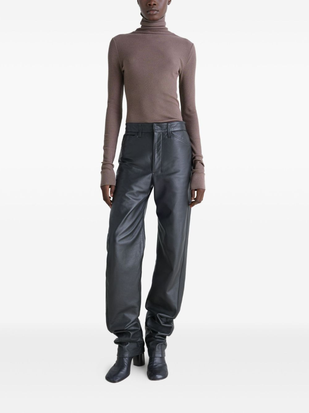 turtleneck ribbed top - 2