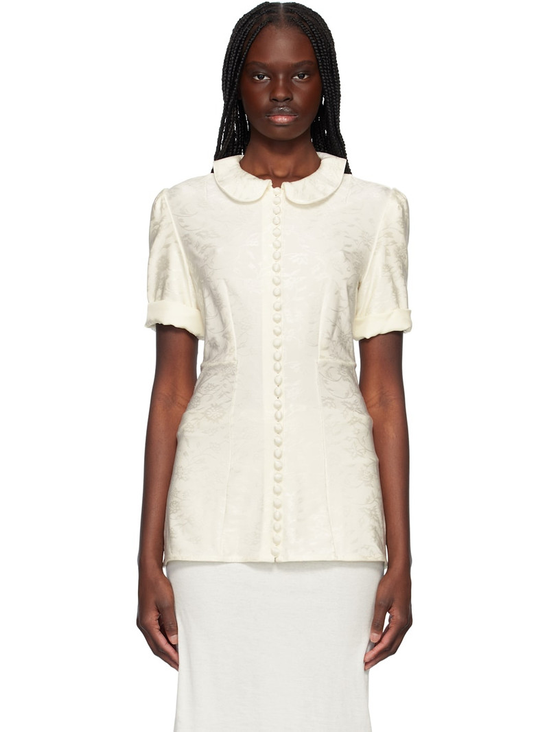 Off-White Fluid Viscose Flower Jacquard Shirt 1