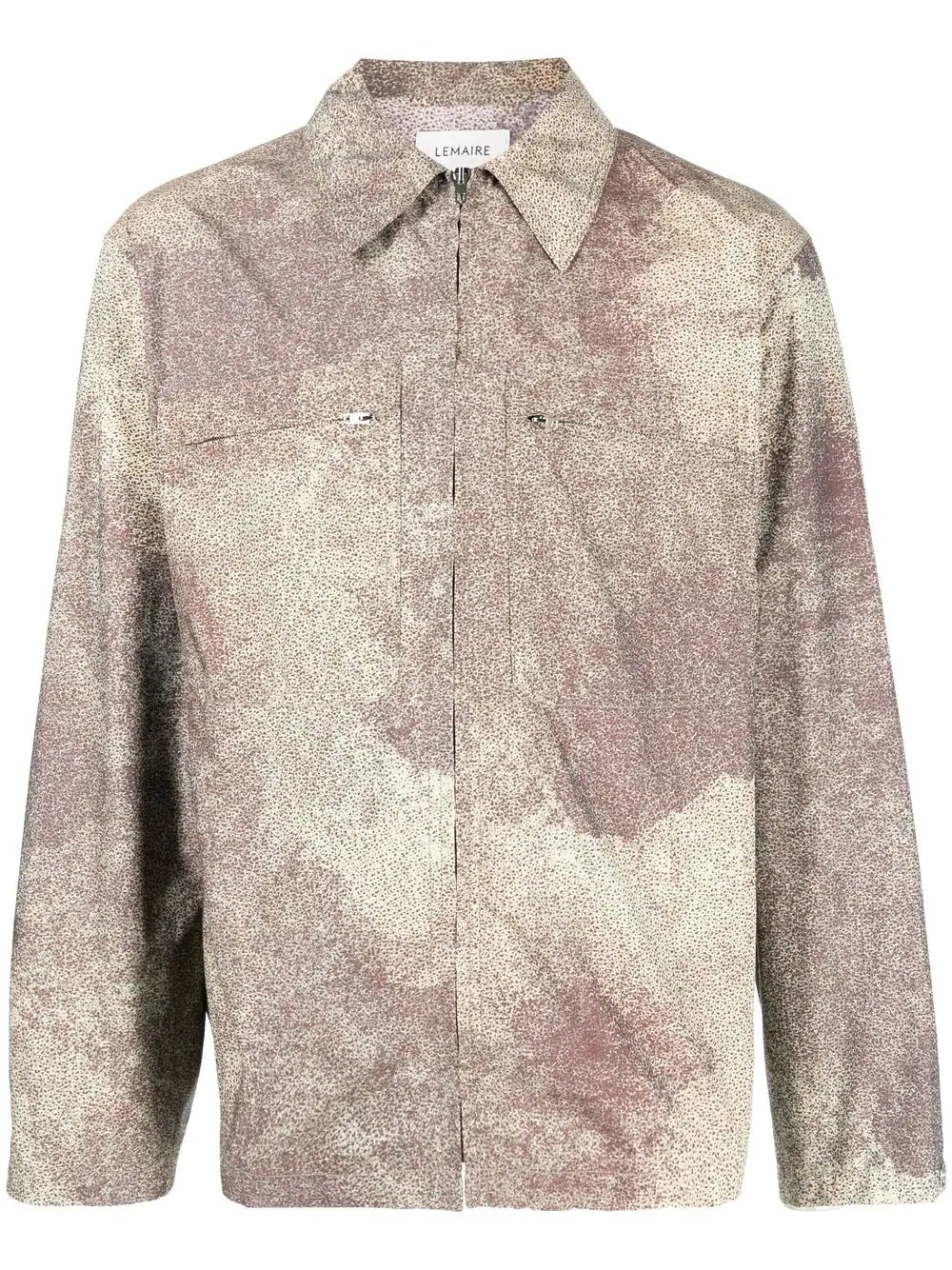 abstract-print zip-up shirt jacket - 1