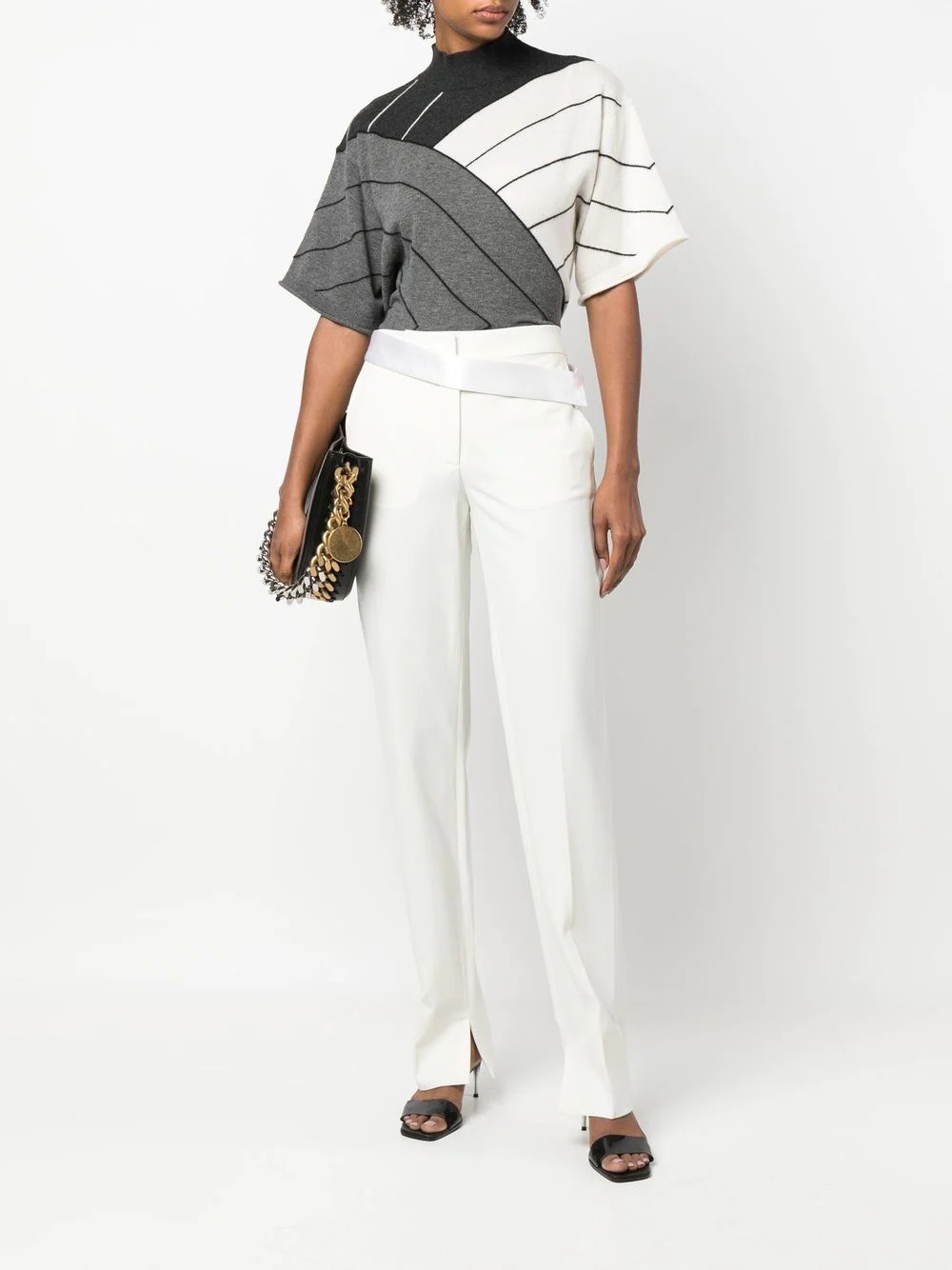satin-waistband detail trousers - 2