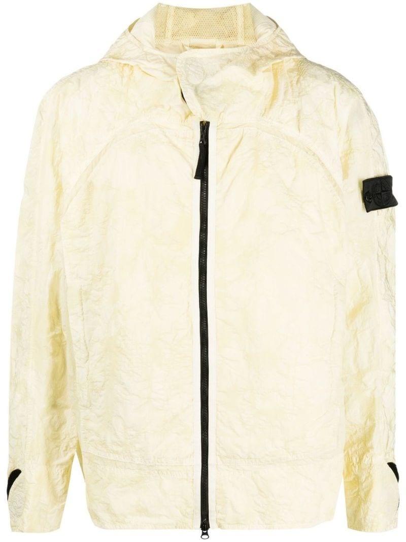 crinkle-finish hooded jacket - 1