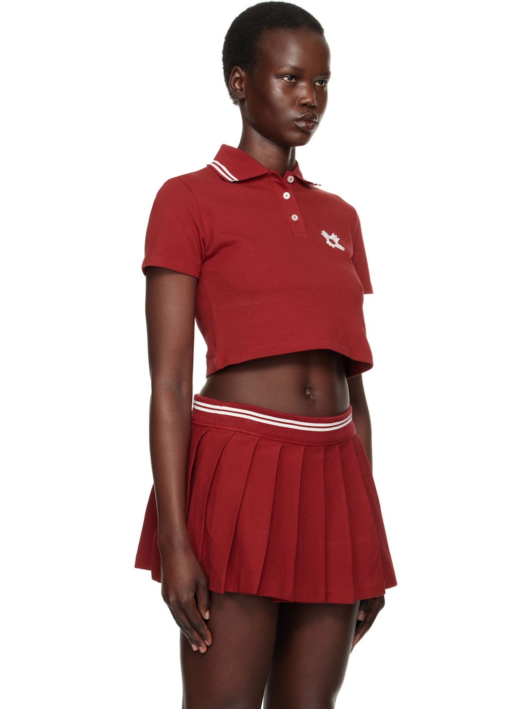 Red MA Quad Cropped Polo - 2