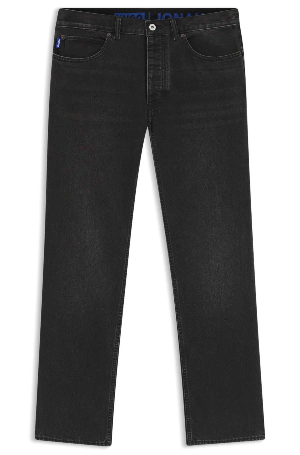 REGULAR-FIT JEANS IN BLACK WASHED DENIM - 1
