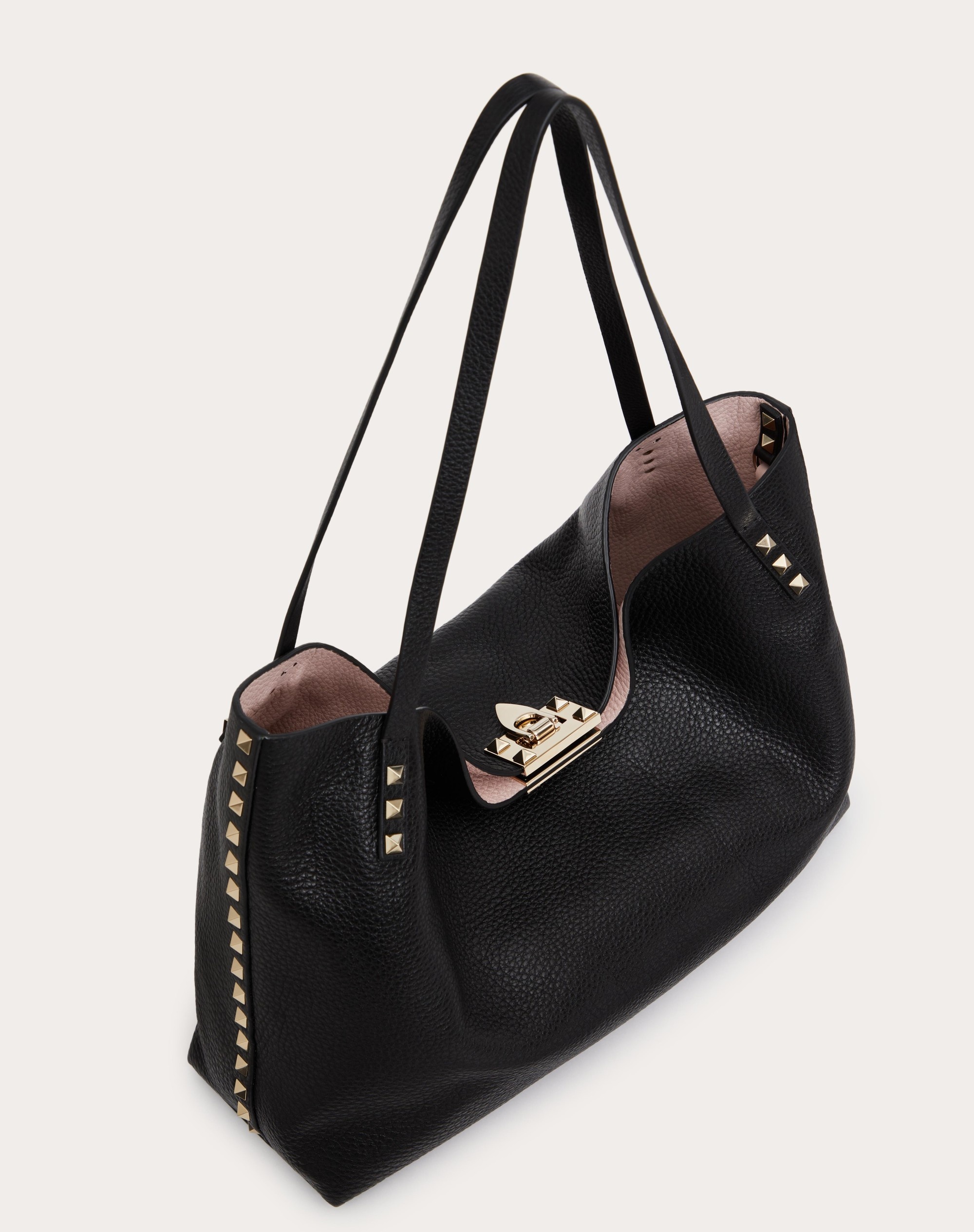 MEDIUM ROCKSTUD GRAINY CALFSKIN BAG WITH CONTRASTING LINING - 6