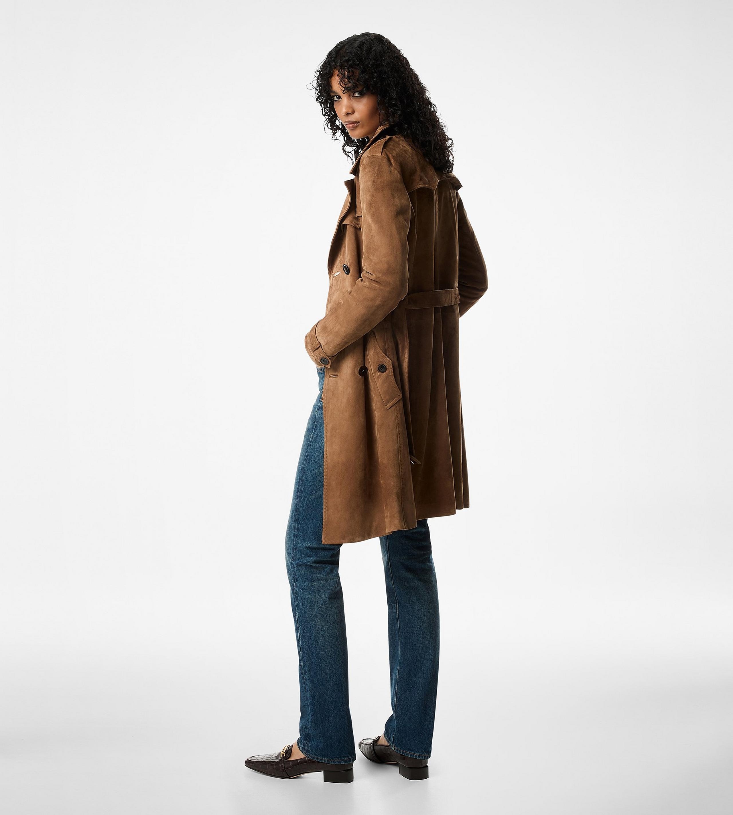 CASHMERE SUEDE DOUBLE BREASTED TRENCH COAT - 4