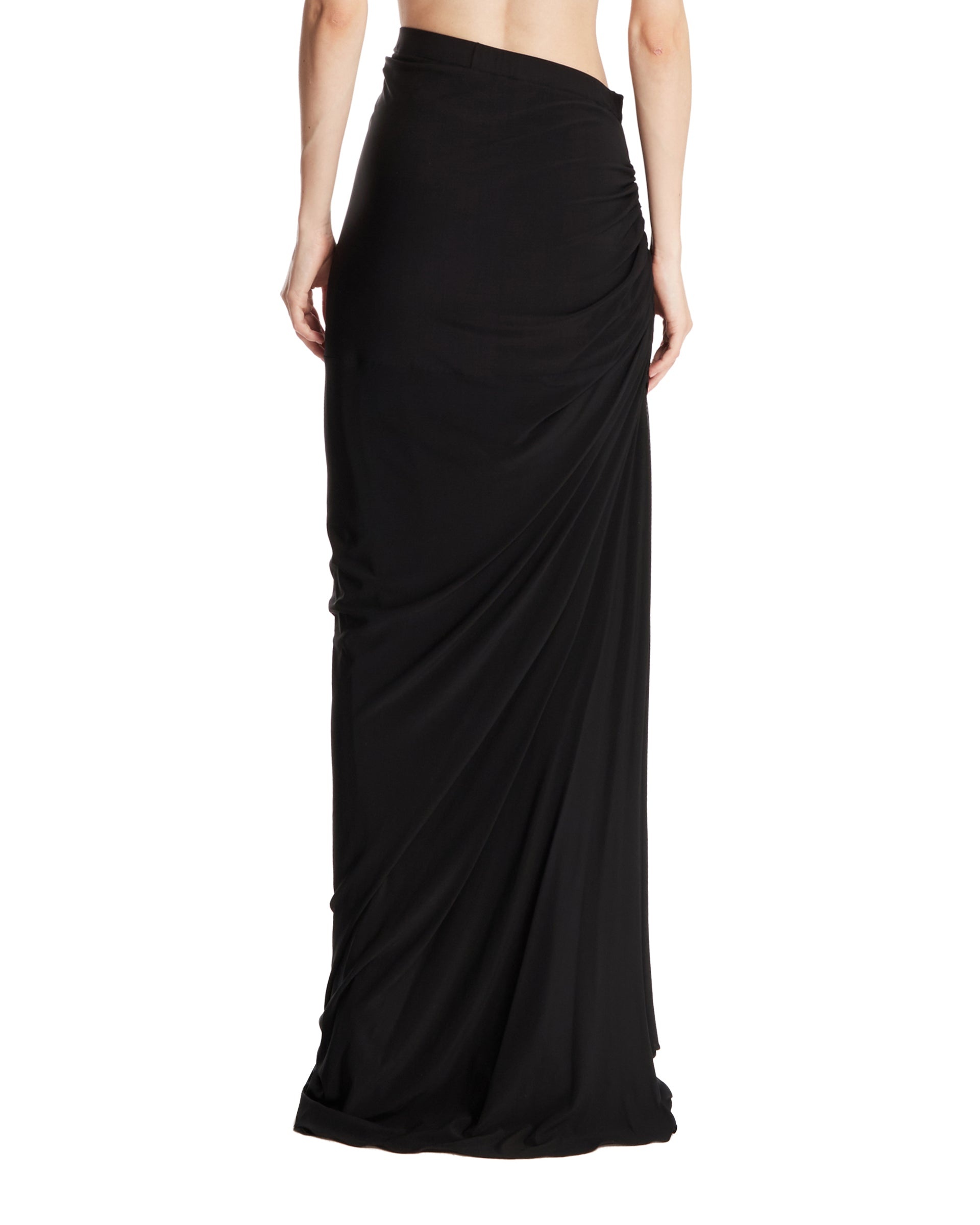 Black Draped Maxi Skirt - 3