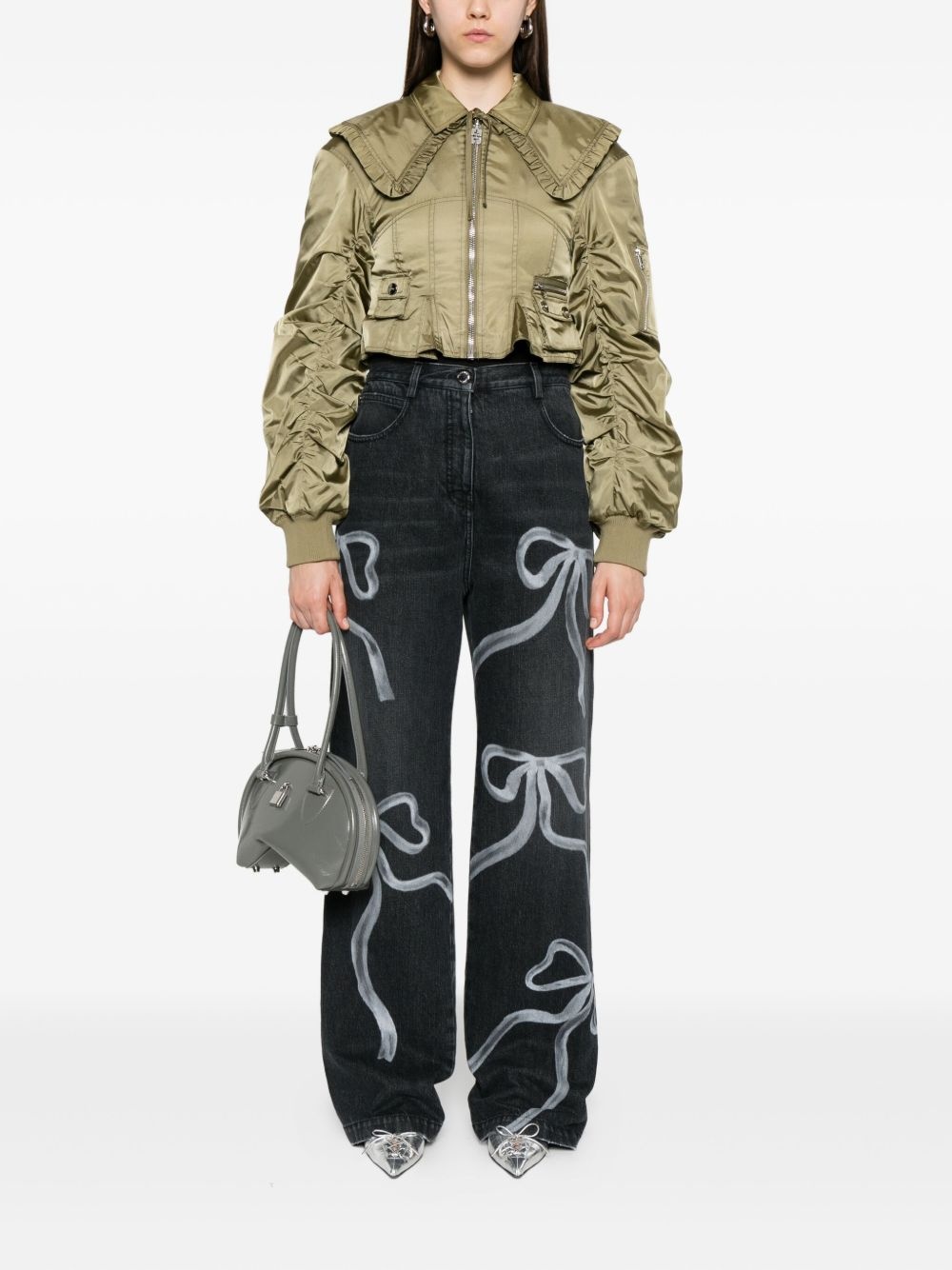 bow-print jeans - 2
