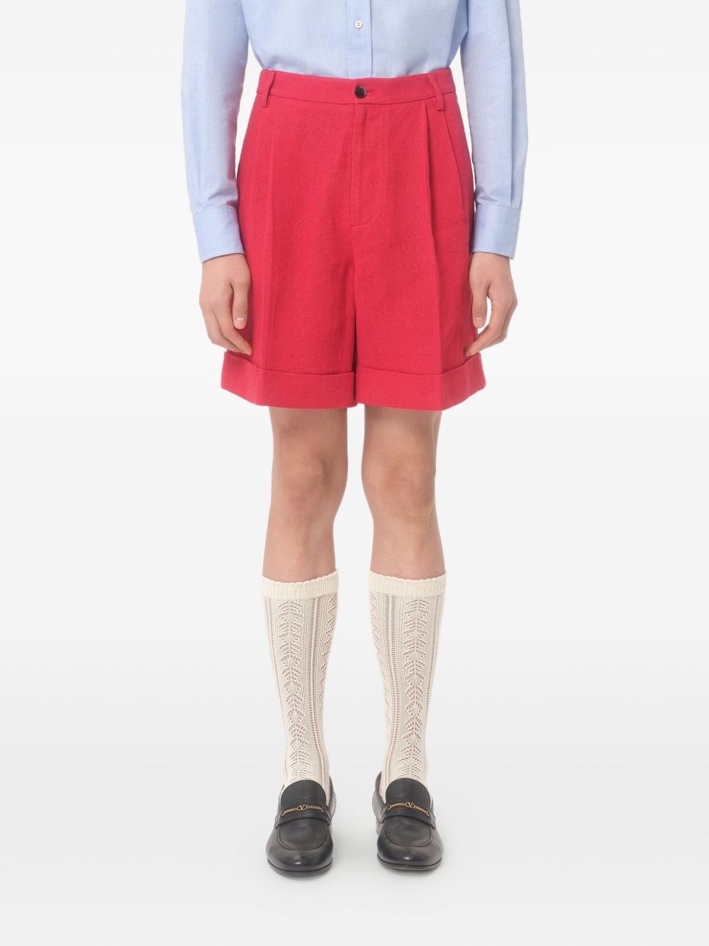 cuffed linen Bermuda shorts - 3