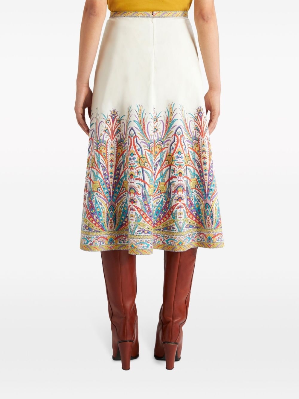 graphic-print cotton-blend midi skirt - 4
