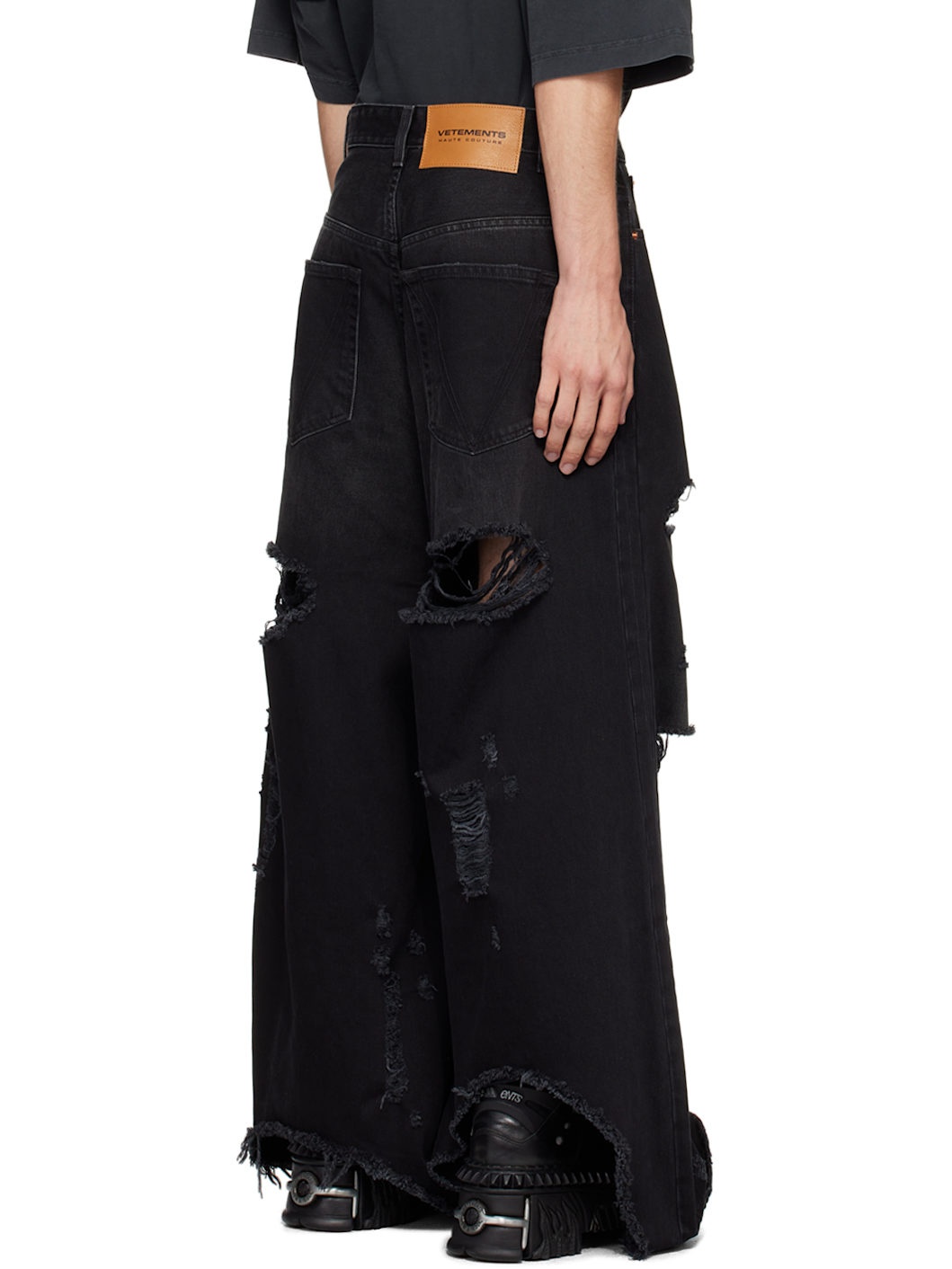 Black Ripped Big Shape Jeans - 3