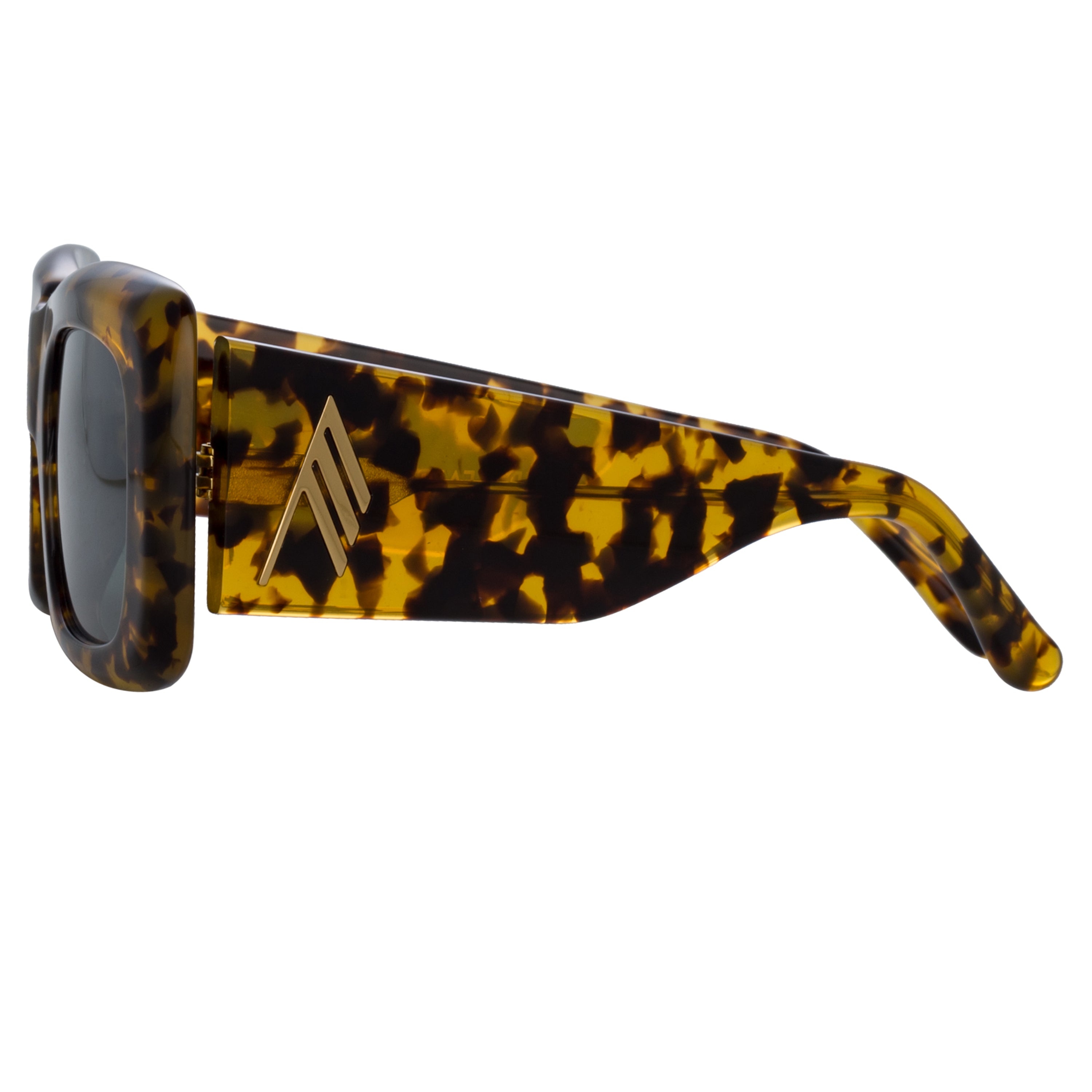 THE ATTICO MARFA RECTANGULAR SUNGLASSES IN TORTOISESHELL AND GREEN - 3