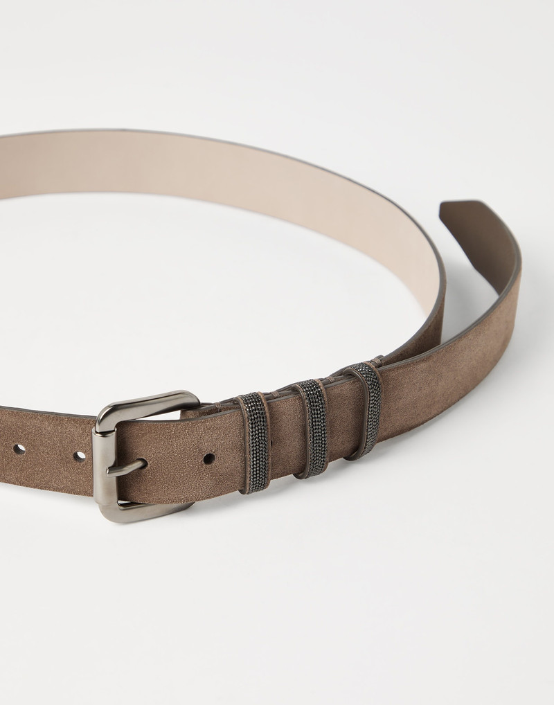 Brunello Cucinelli Suede belt with shiny loops outlook
