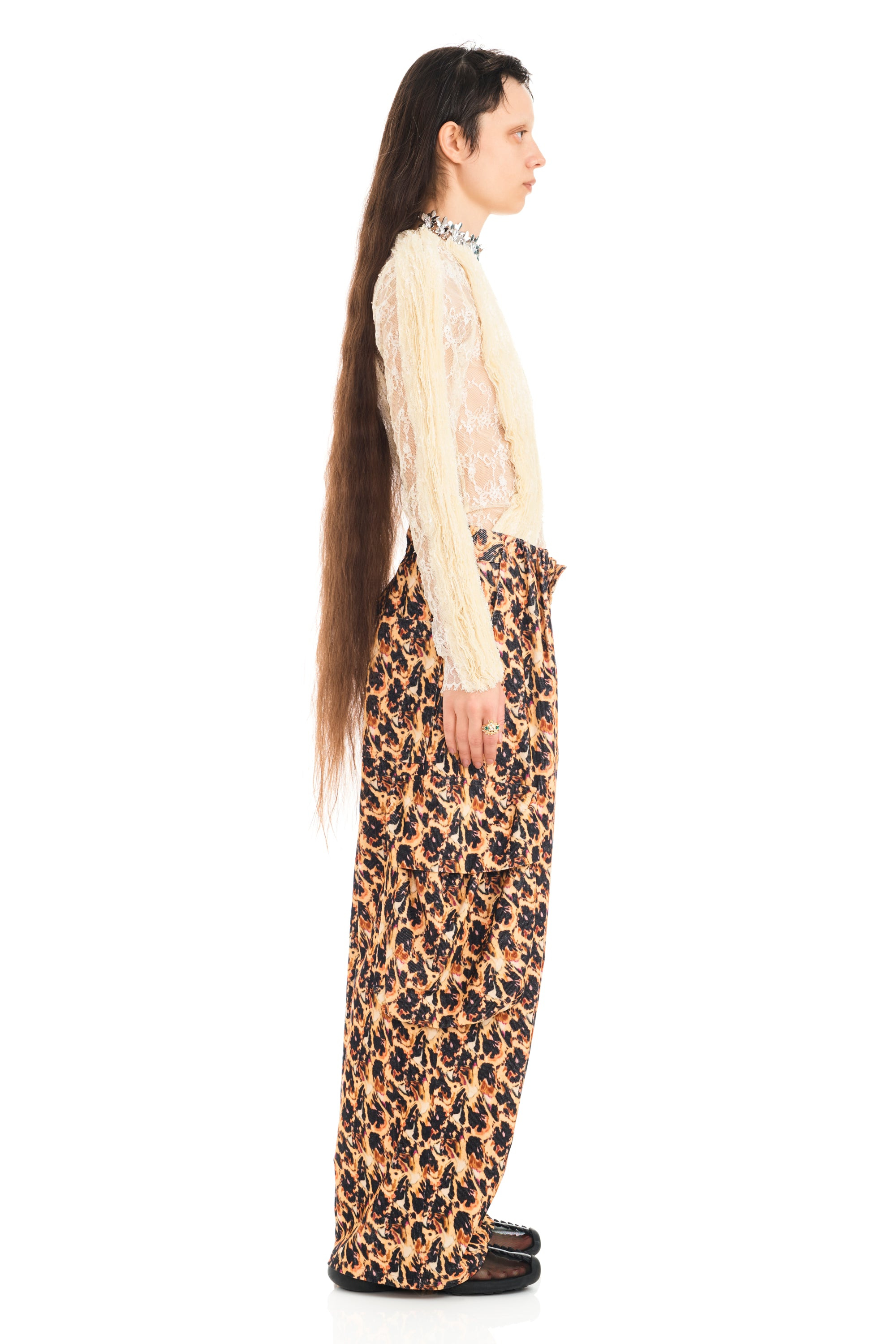 LEOPARD PEONY PLEATED CARGO PANT - 4