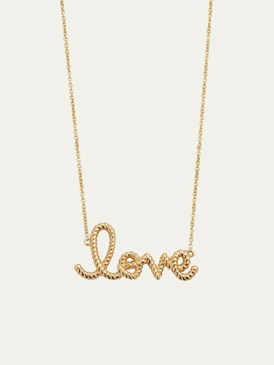 14K Yellow Gold Medium Rope Love Pendant Necklace - 1