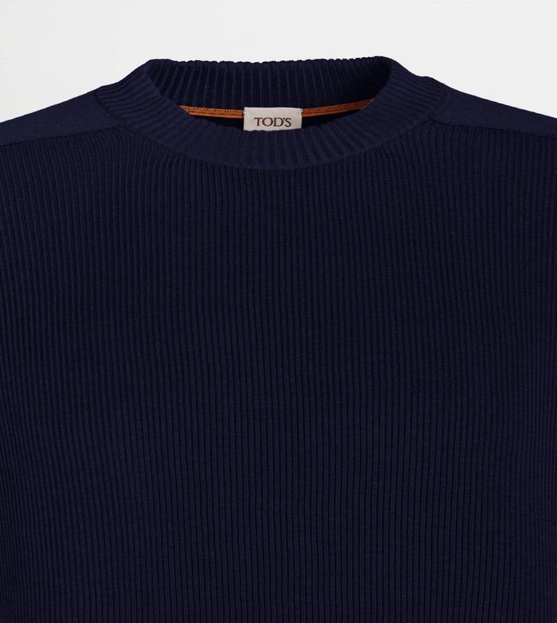 Tod's SILK BLEND ROUND-NECK PULLOVER - BLUE outlook