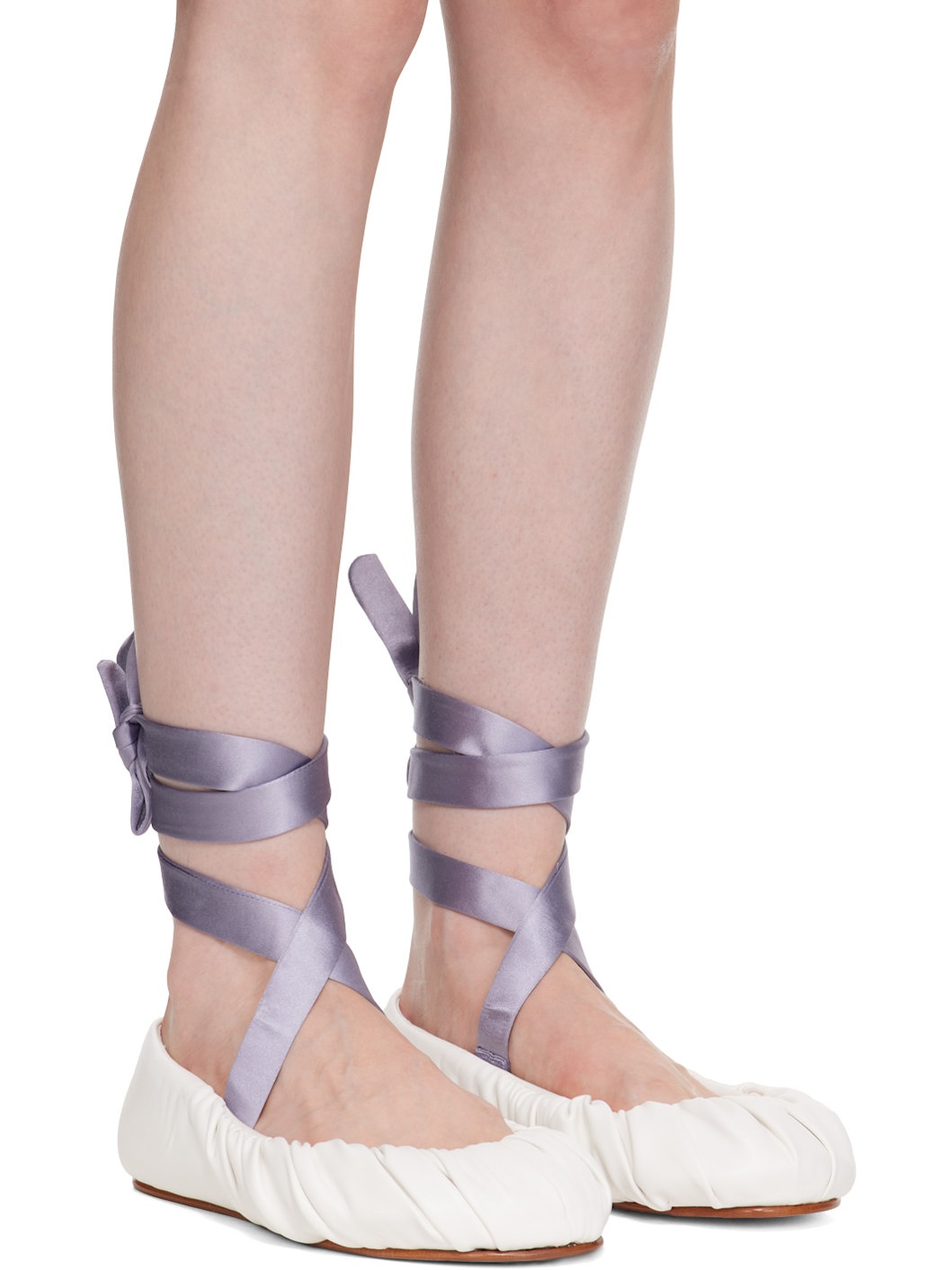 White Vegan Leather Ballerina Flats - 4