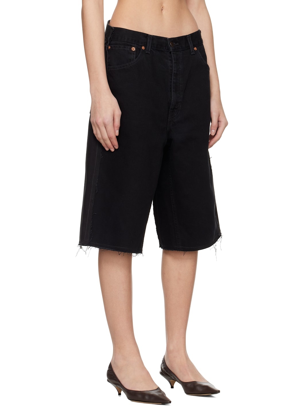 Black New Denim Shorts - 2