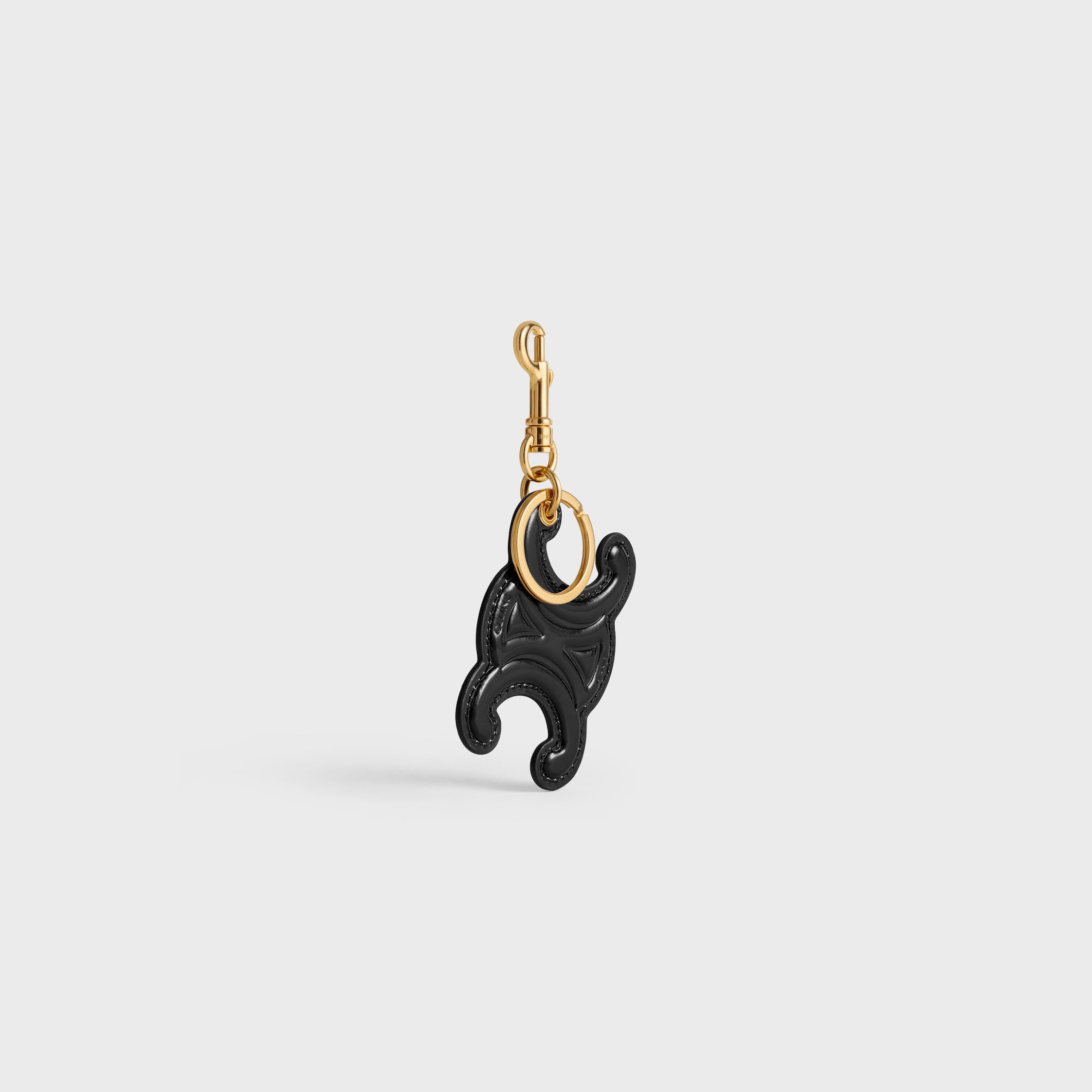 KEYRING TRIOMPHE CHARM in PATENT CALFSKIN with GOLD FINISHING - 2