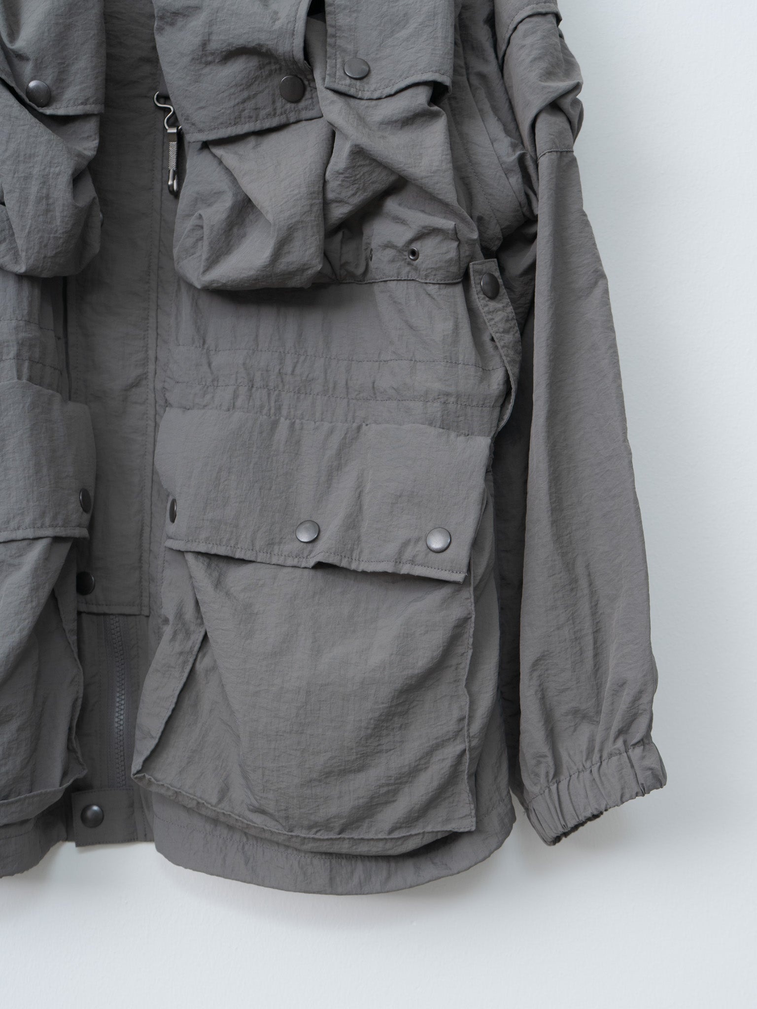 Nylon Multi Pockets Detachable Utility Blouson - Charcoal Khaki - 8