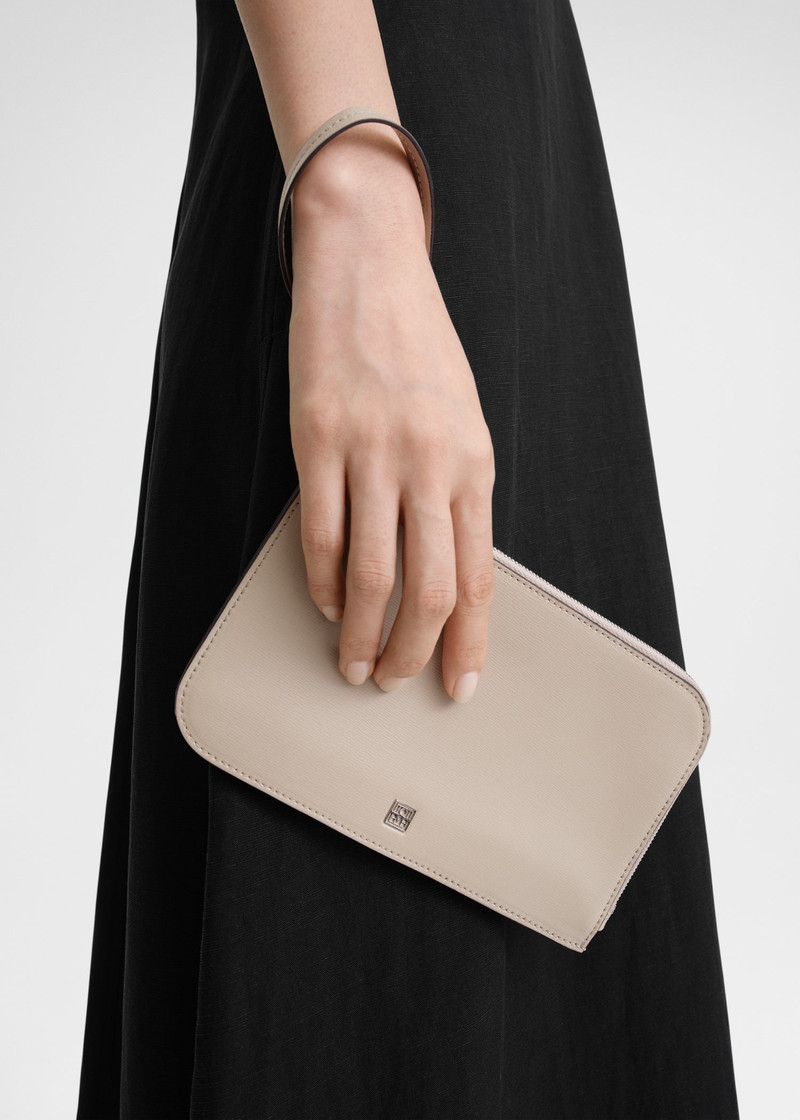 Leather wristlet pouch fawn 3