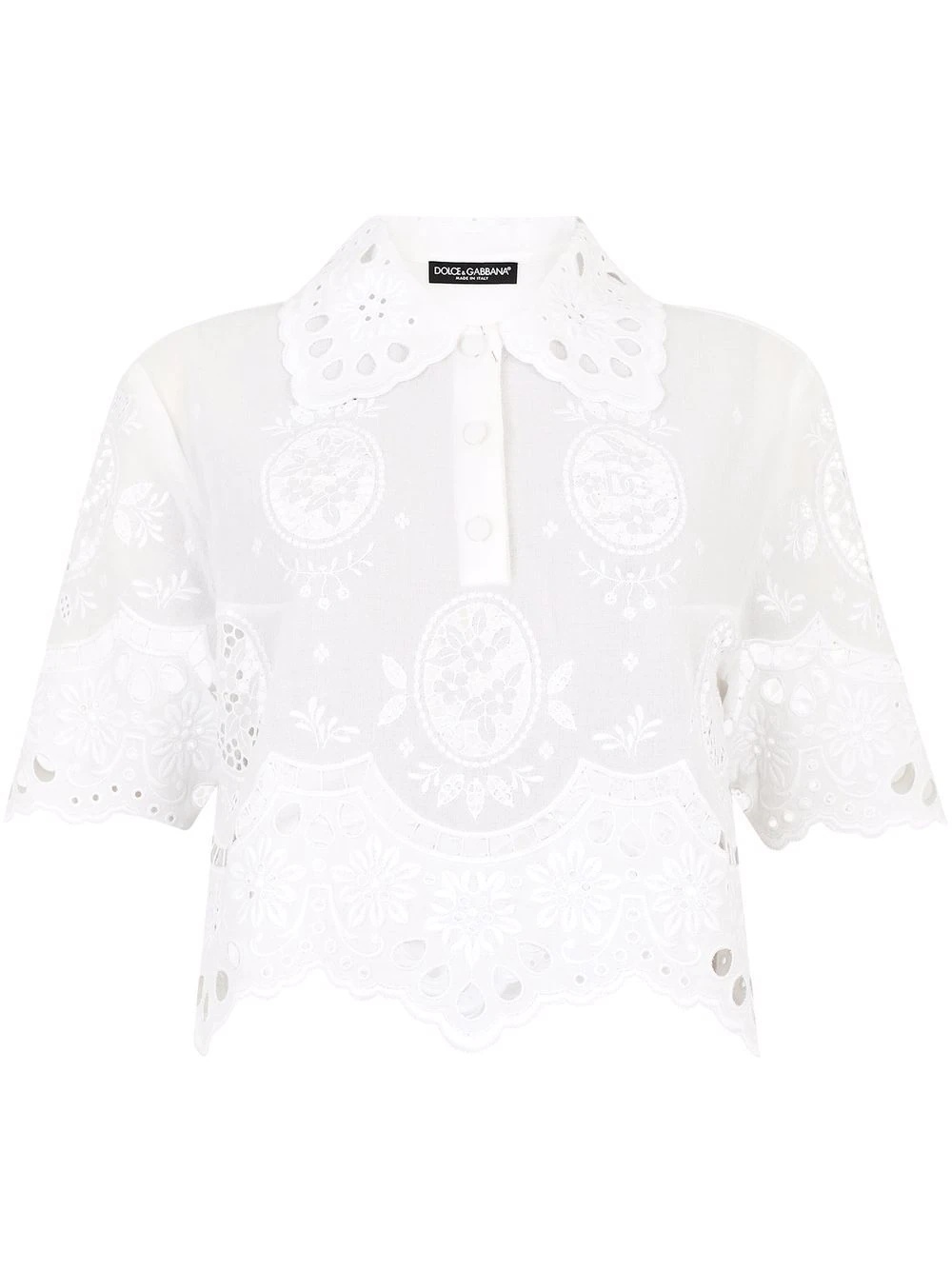 embroidered cropped cotton blouse - 1