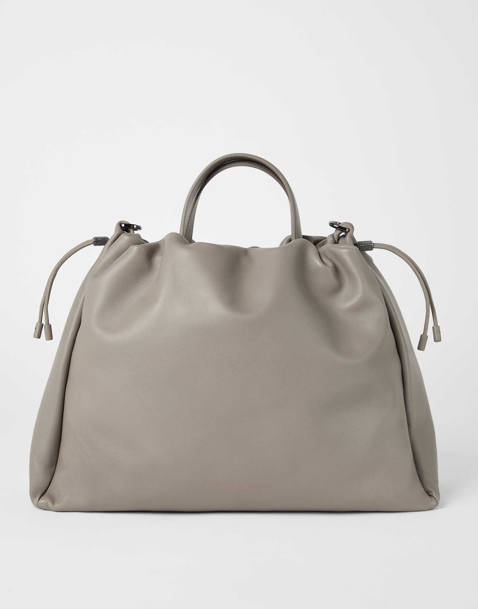 Soft leather large bucket bag with monili - 1