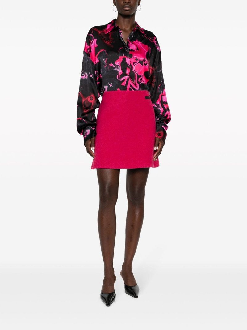 MSGM Magma-print satin-finish shirt outlook