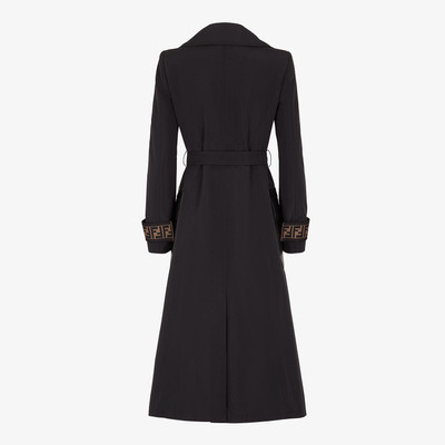 FENDI Black faille trench coat outlook