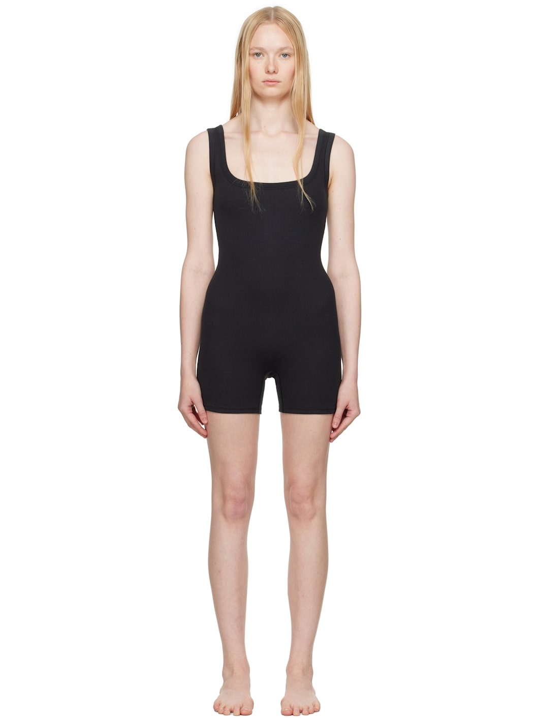 Black Cotton Rib Onesie Romper - 1