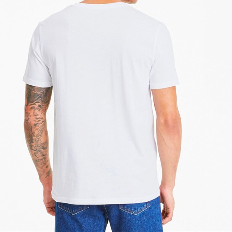 PUMA Graphic Box Logo Printed Short Sleeve TEE Men White 598625-02 - 4