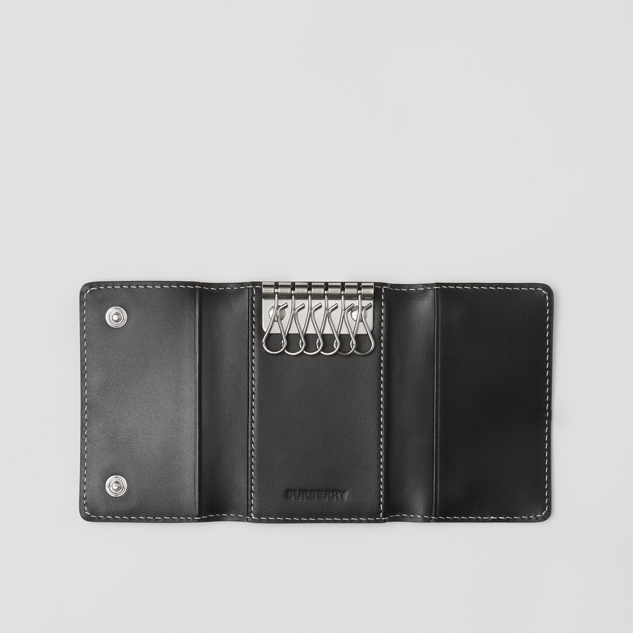 Check and Leather Key Case - 4