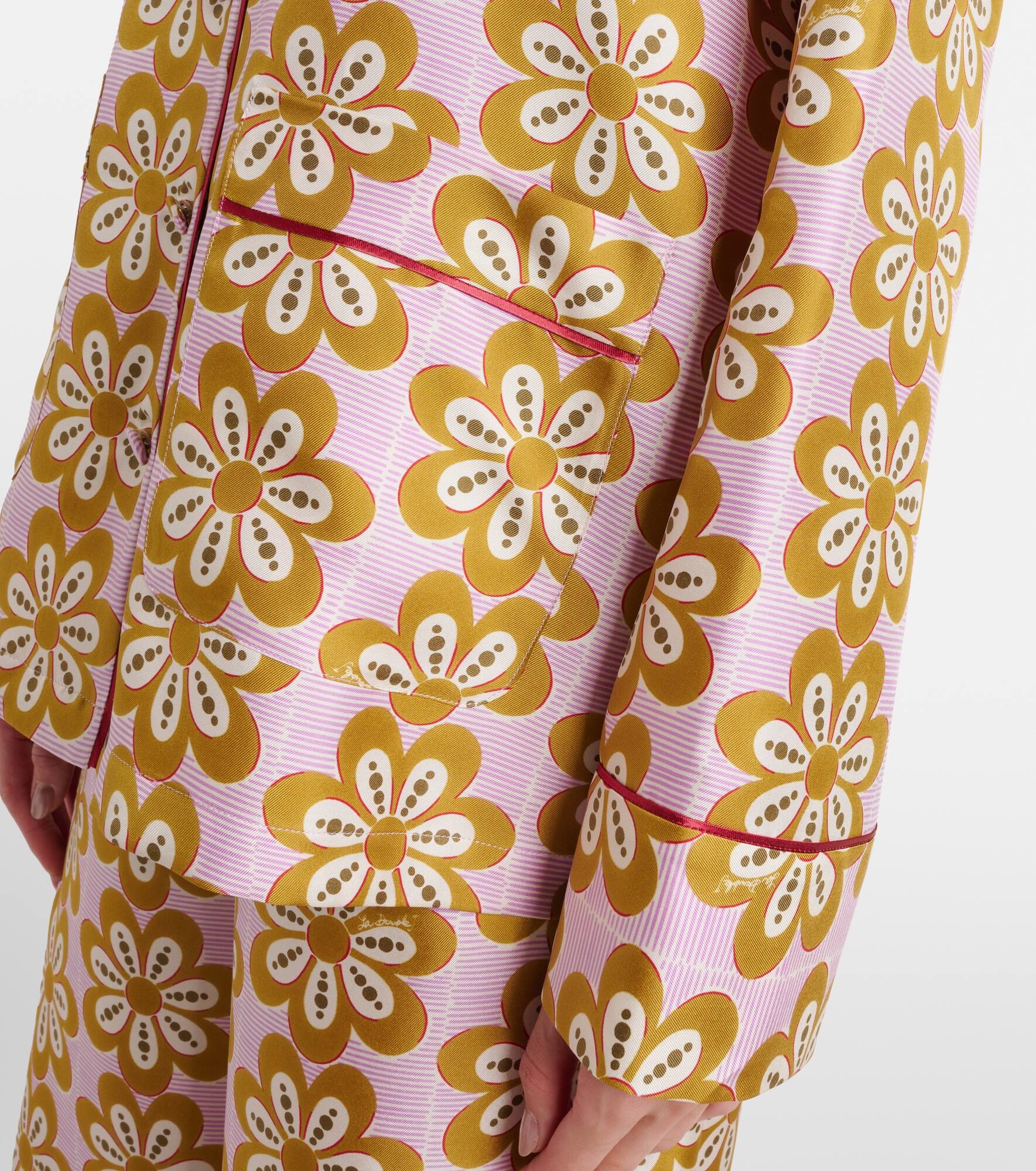 Floral silk twill pijama shirt - 5