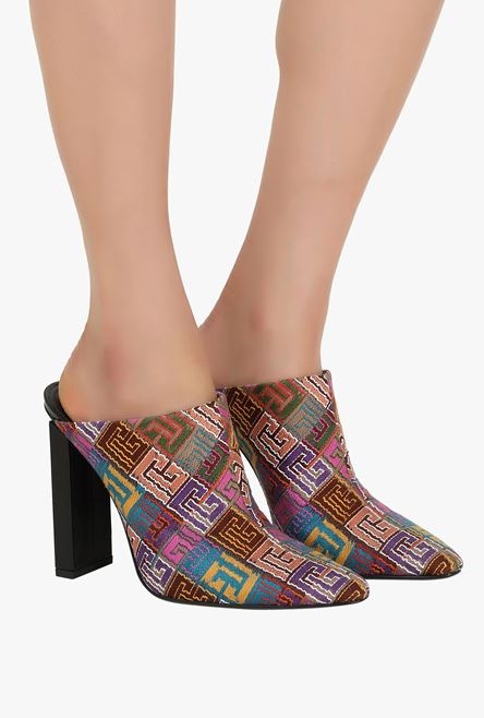 Multicolor needlepoint Ulla mules with Balmain monogram - 2