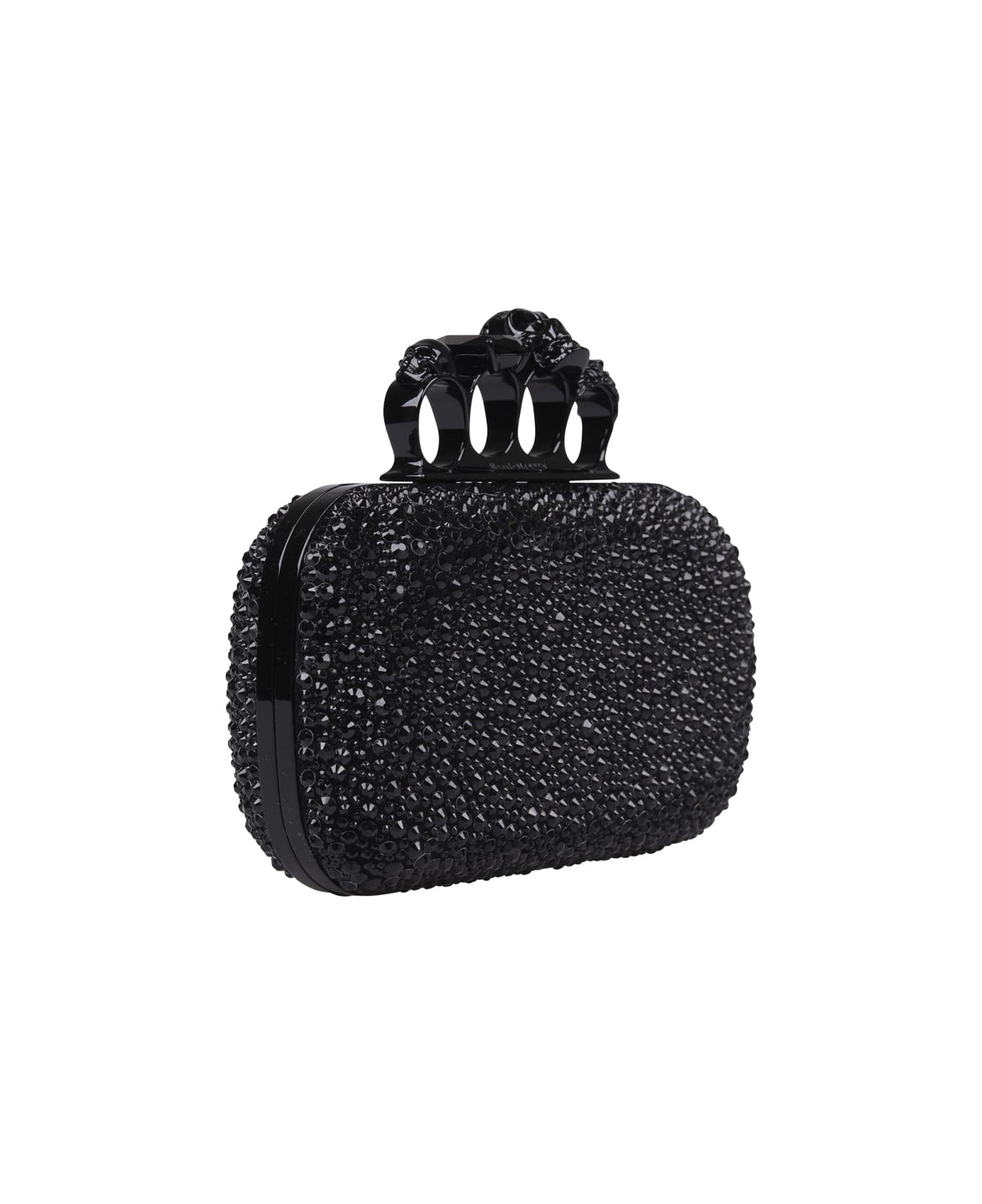 Black Skull Four Ring Clutch Bag With Chain - 2