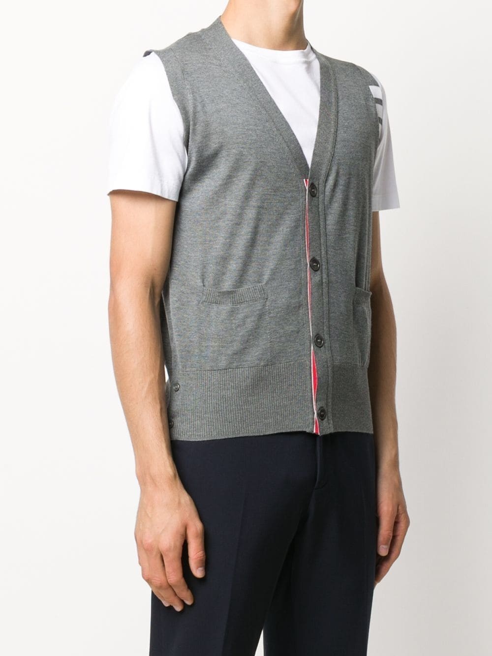 knitted 4-Bar V-neck vest - 3