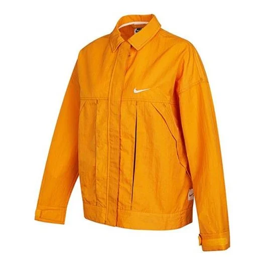 (WMNS) Nike Sportswear Swoosh Back Logo Printing Woven Jacket Yellow DM6204-738 - 1