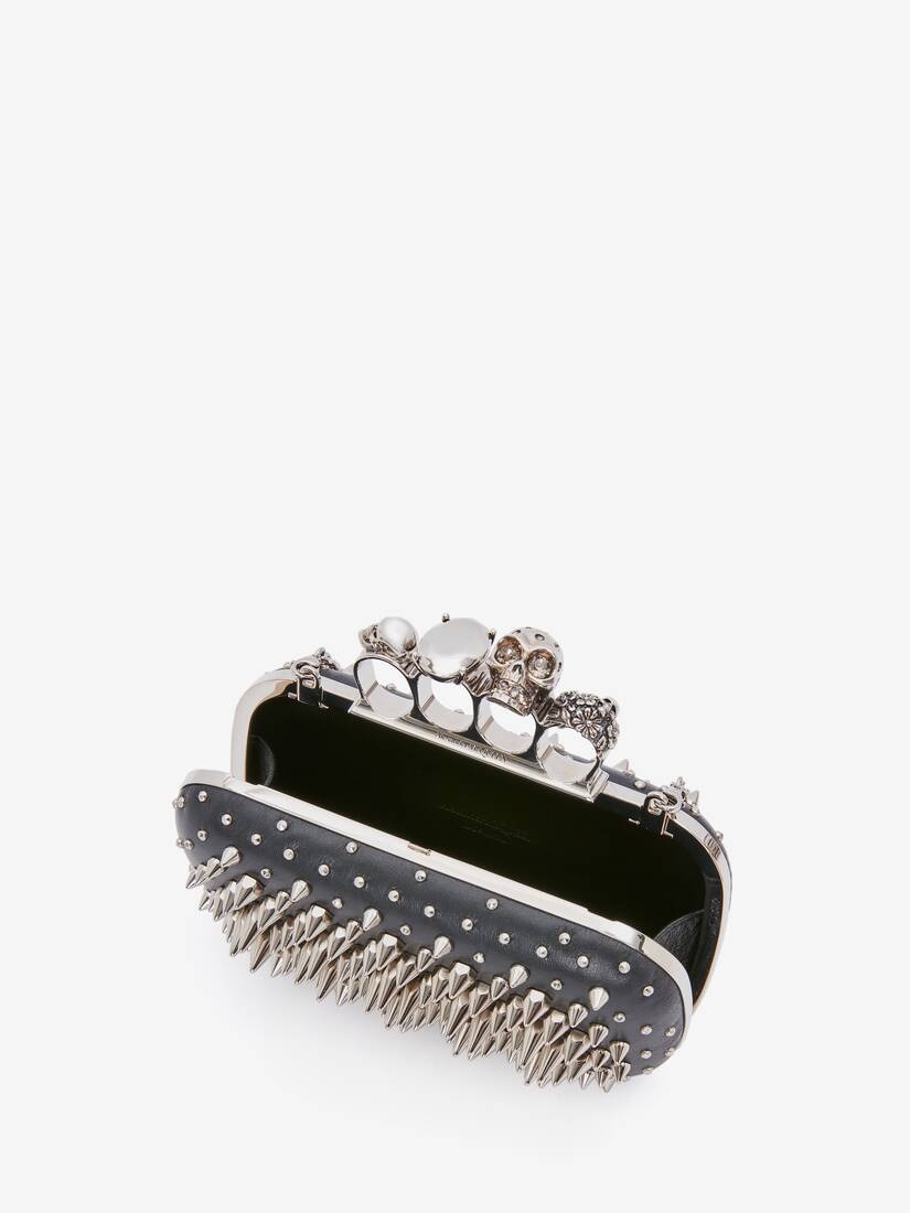 Women's Skull Four Ring Clutch in Black - 4