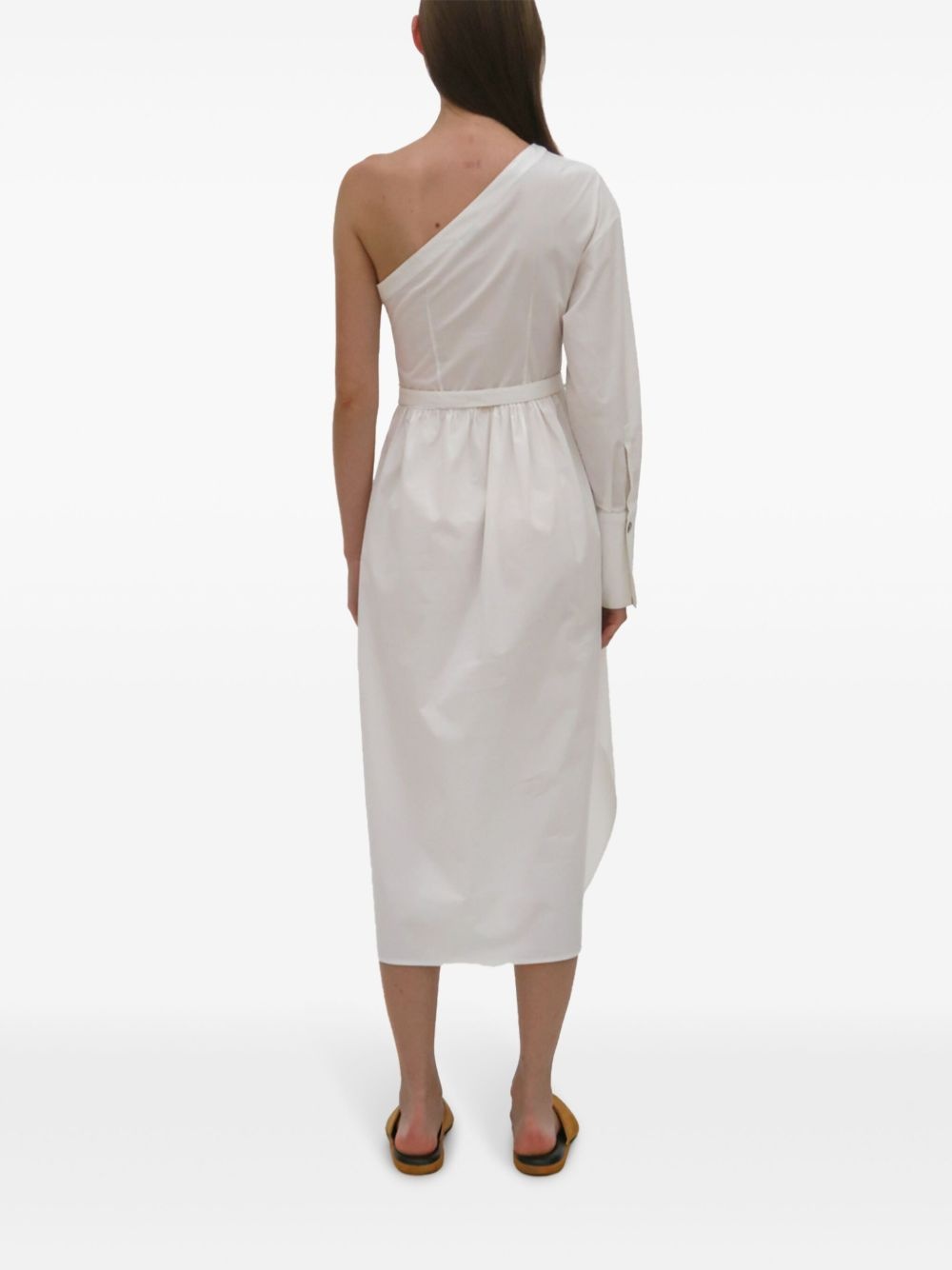 asymmetric one-shoulder midi shirt dress - 4