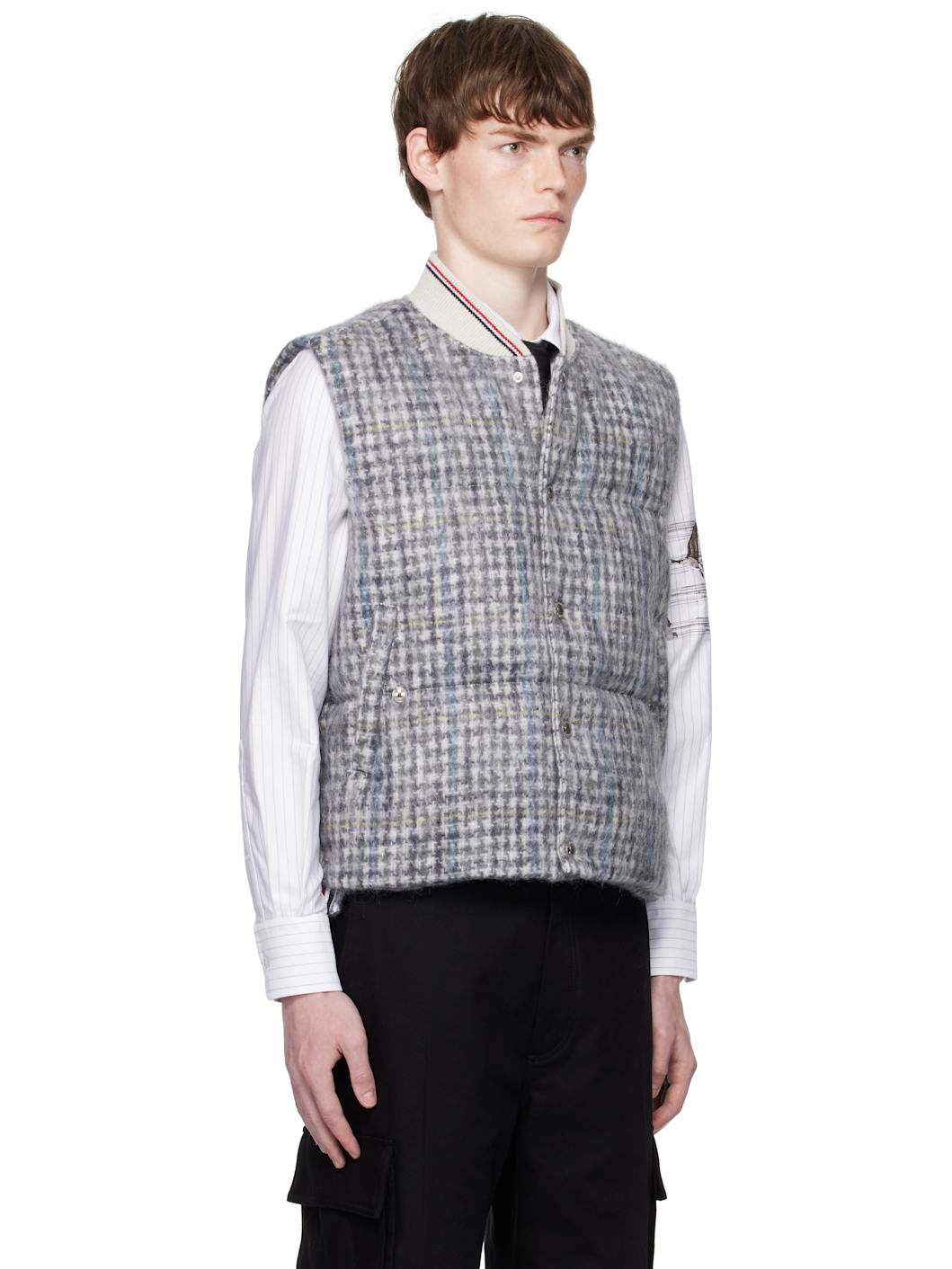 Gray Gunclub Check Hair Mohair Down Vest - 2