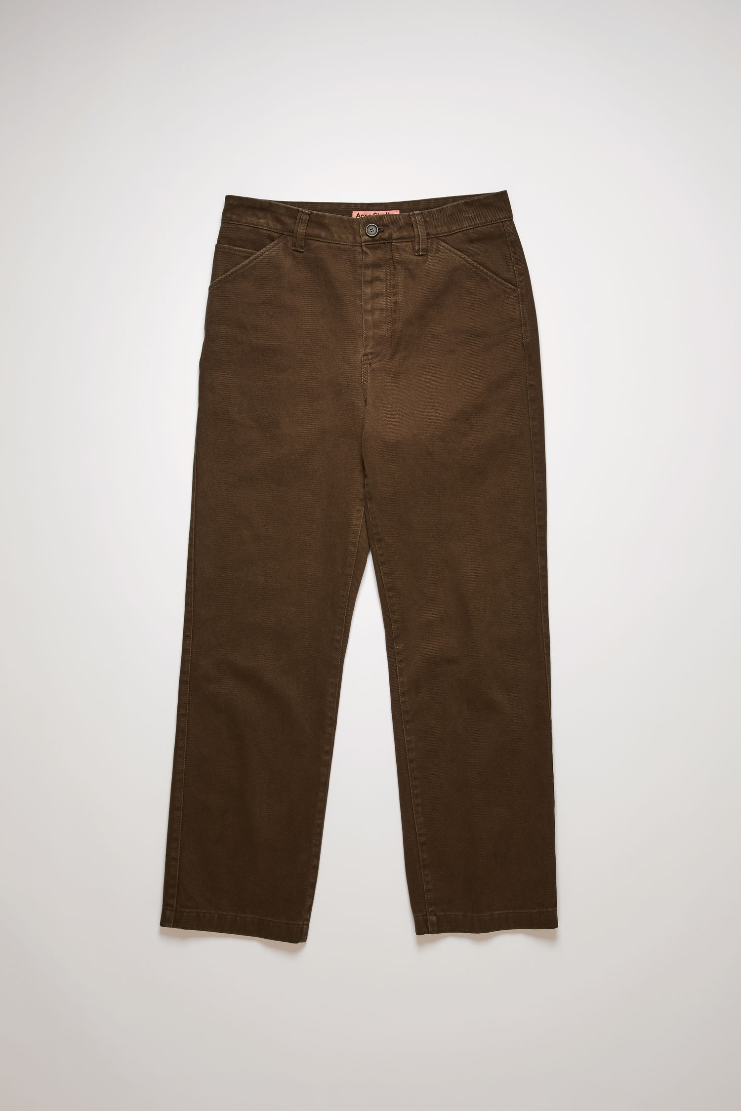 Straight-leg twill chinos dark oak - 1