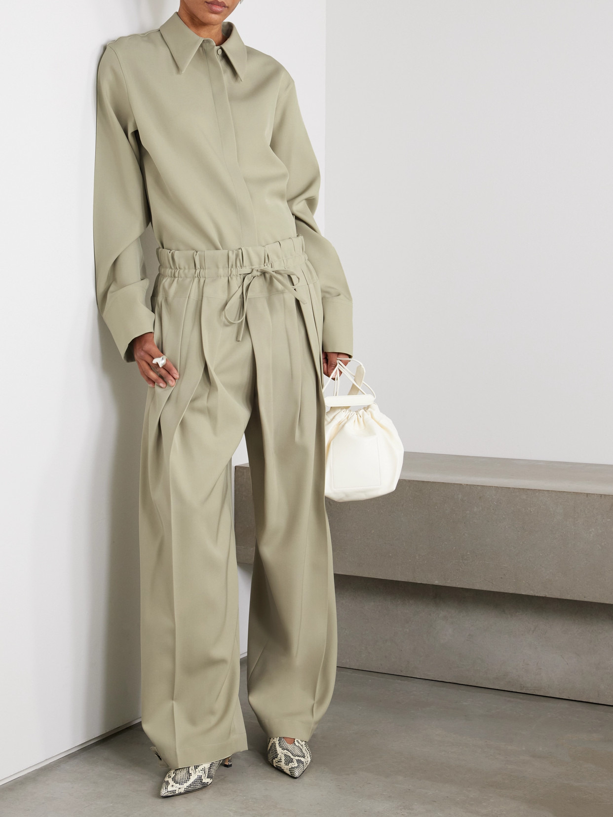 Pleated Wool-twill Wide-leg Pants - 2