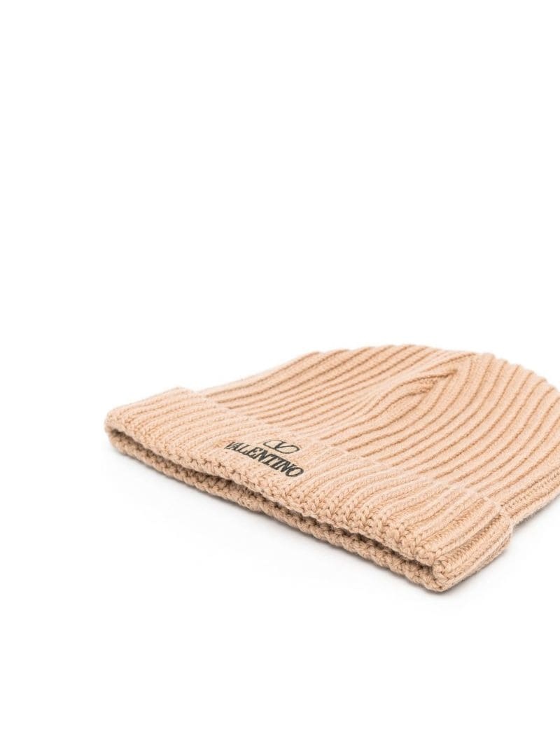 embroidered VLogo ribbed beanie - 2