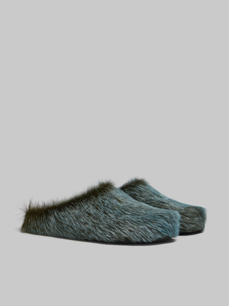 Marni BLUE-GREY LONG HAIR CALFSKIN FUSSBETT SABOT outlook