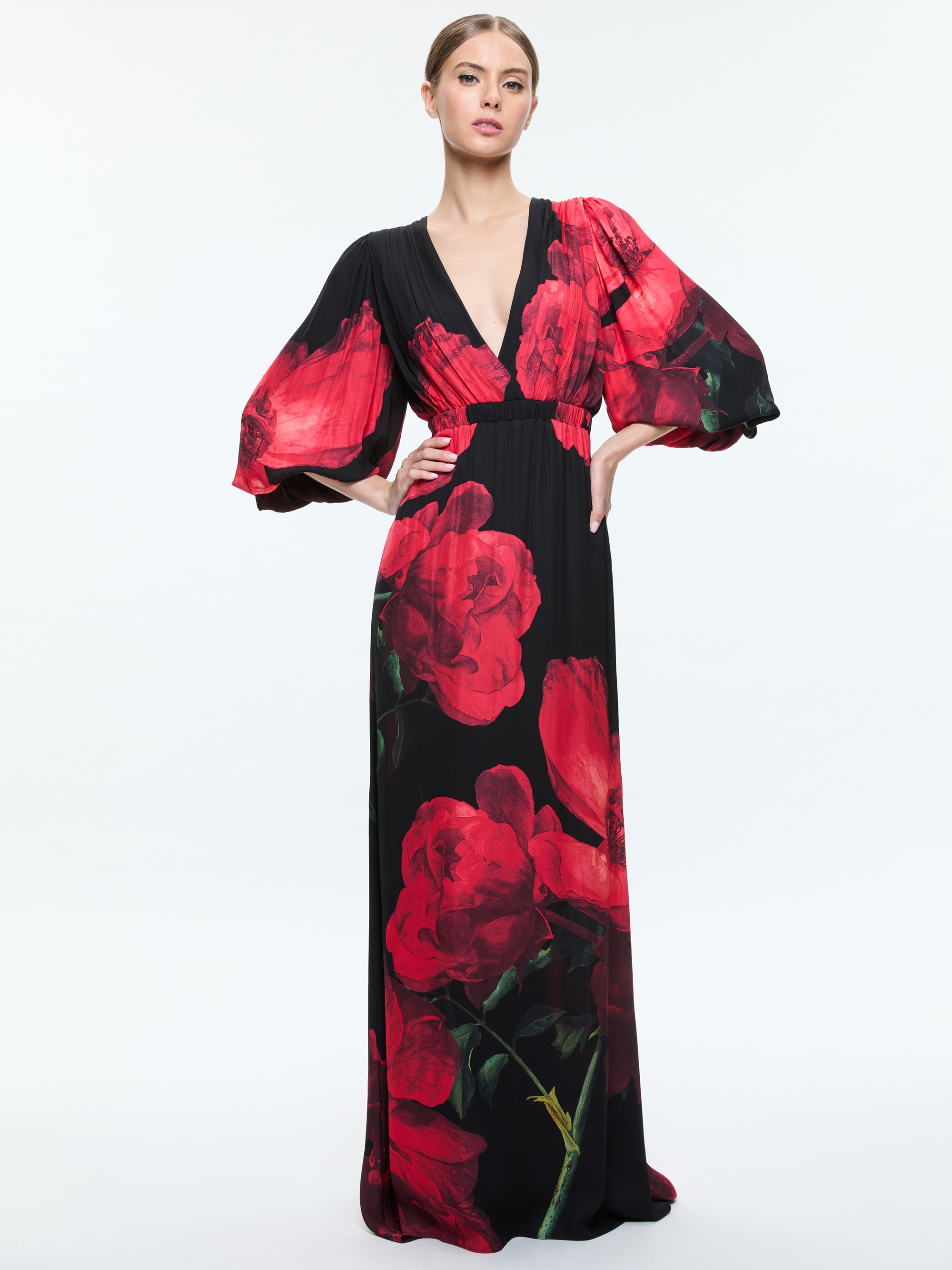 CLARISSA DEEP V GODET MAXI DRESS - 5