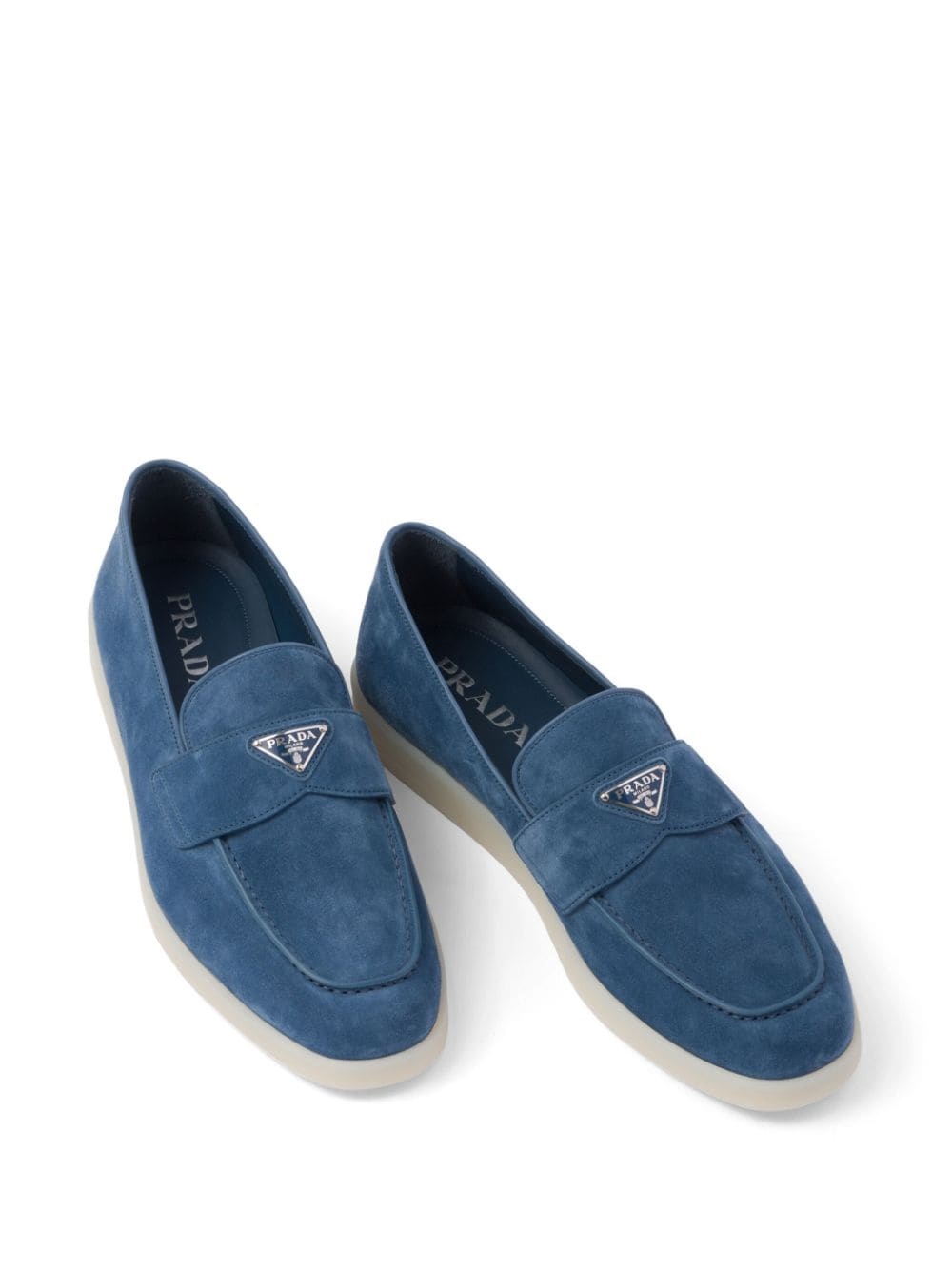 logo-plaque suede loafers - 4